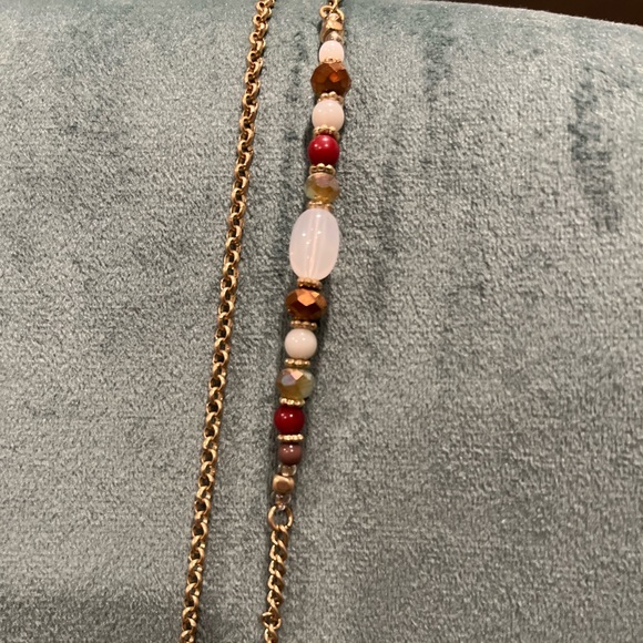 Low Hanging Gold Coated Two Layer Necklace - Picture 2 of 7